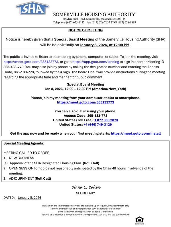 Board Meeting Notice January 8, 2026