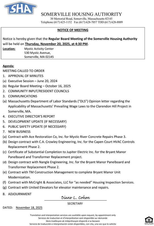 Board Meeting Notice November 20, 2025