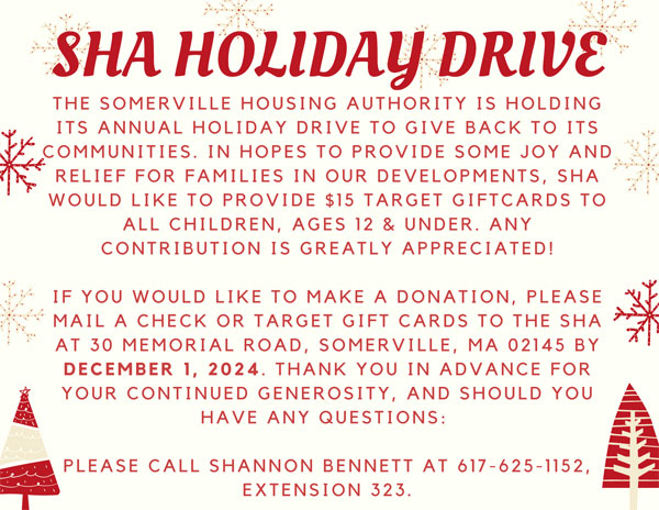 Somerville Housing Holiday Drive Flyer